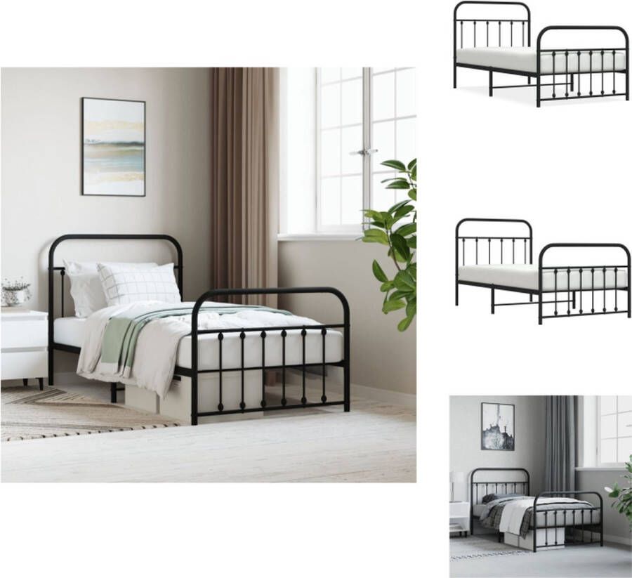 VidaXL Metalen Bedframe Klassiek Ontwerp 196 x 105 x 100 cm Zwart Bed