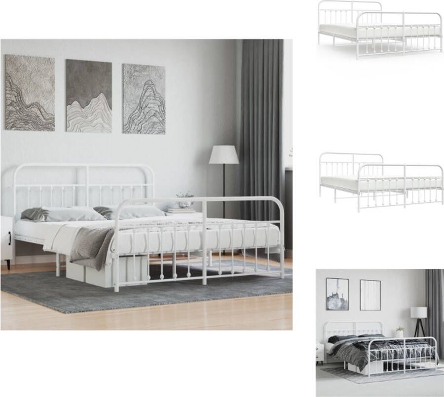 VidaXL Metalen Bedframe Klassiek Robuust Elegant Tijdloos Wit 207x187x100 cm Bed