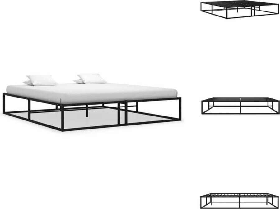 VidaXL Metalen Bedframe Zwart 205 x 205 x 32.5 cm Inclusief Lattenbodem Montage vereist Bed