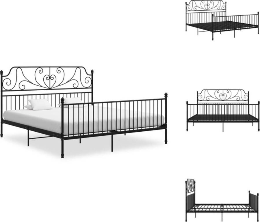 VidaXL Metalen Bedframe Zwart 206 x 184 x 131 cm Massieve Constructie Bed