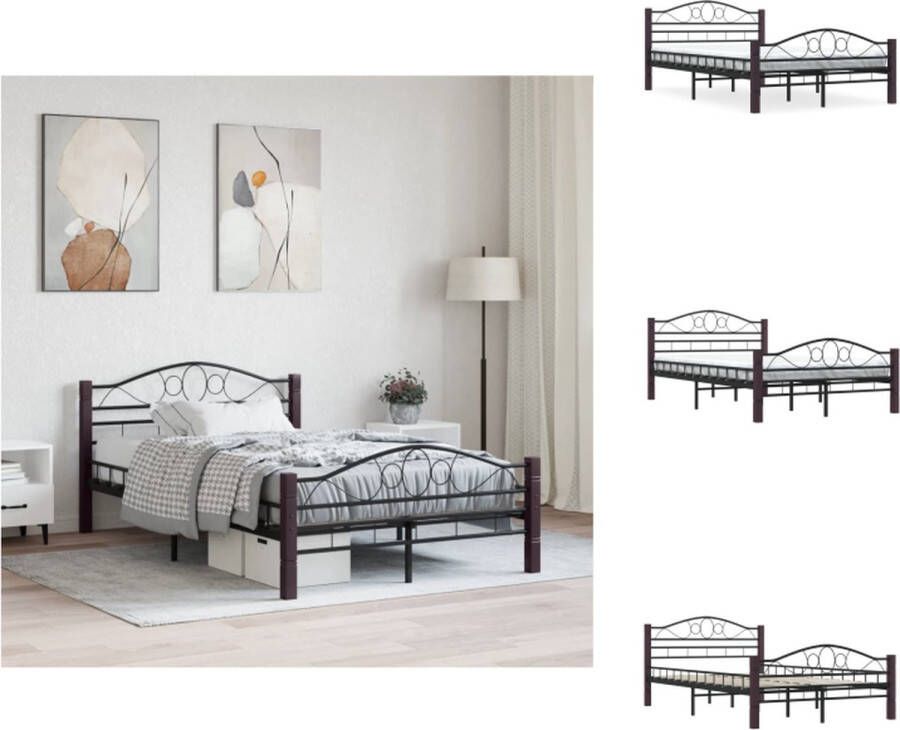 VidaXL Metalen Bedframe Zwart 210 x 127 x 85 cm Suitable voor matras 120 x 200 cm Massieve constructie Bed