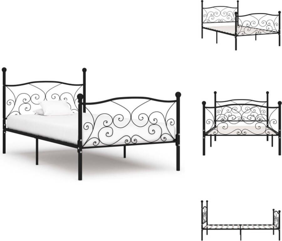 VidaXL Metalen Bedframe Zwarte 211 x 109 x 105 cm Geschikt voor 100 x 200 cm Matras Stevige Constructie Eenvoudige Montage Bed