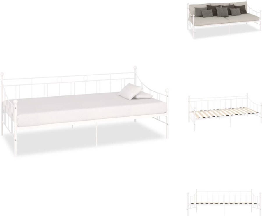 VidaXL Metalen Slaapbank Wit 208 x 95 x 83 cm Logeerbed en Bank Geschikte Matras 90 x 200 cm Montage vereist Bed