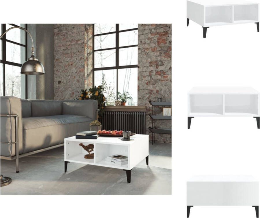 VidaXL Middentafel Bijzettafel 60 x 60 x 30 cm Hoogglans wit Tafel