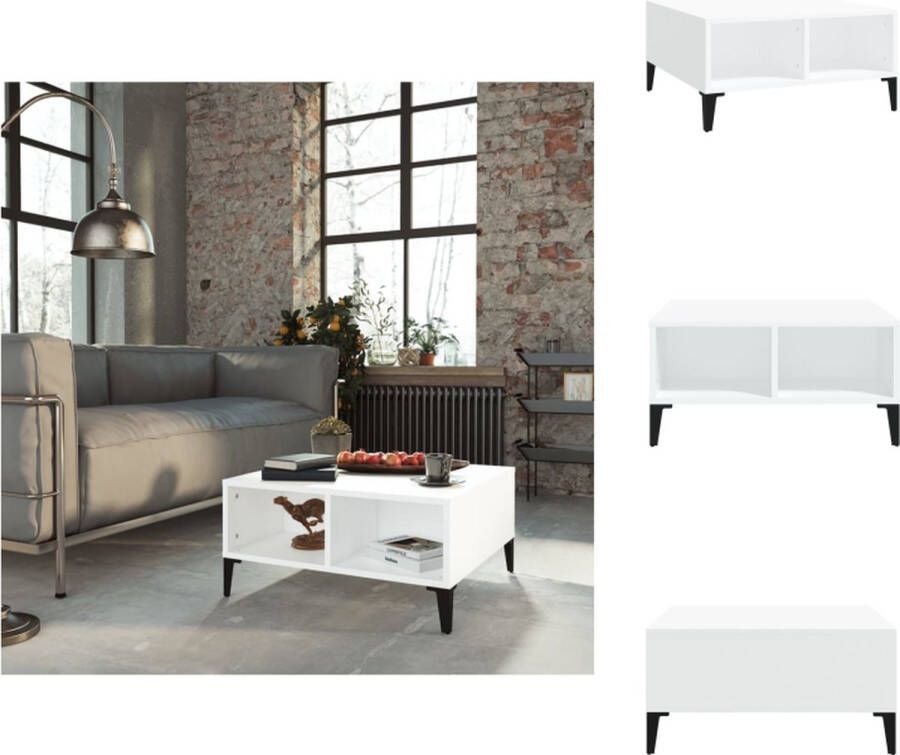 VidaXL Middentafel Bijzettafel 60 x 60 x 30 cm wit spaanplaat metaal Tafel