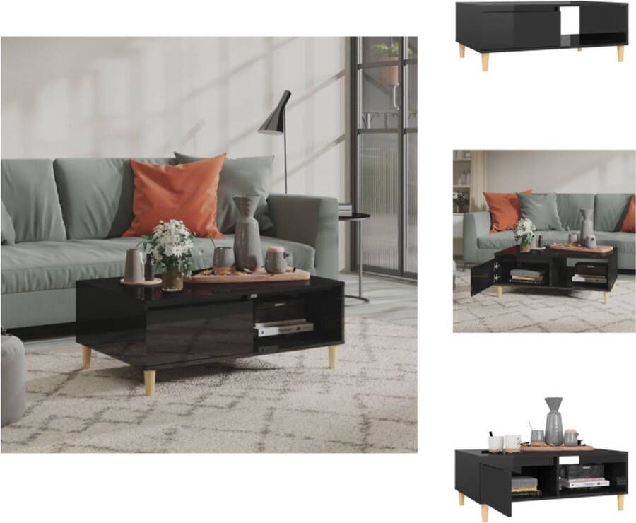 VidaXL Middentafel Bijzettafel 90 x 60 x 35 cm Hoogglans Zwart Spaanplaat Tafel