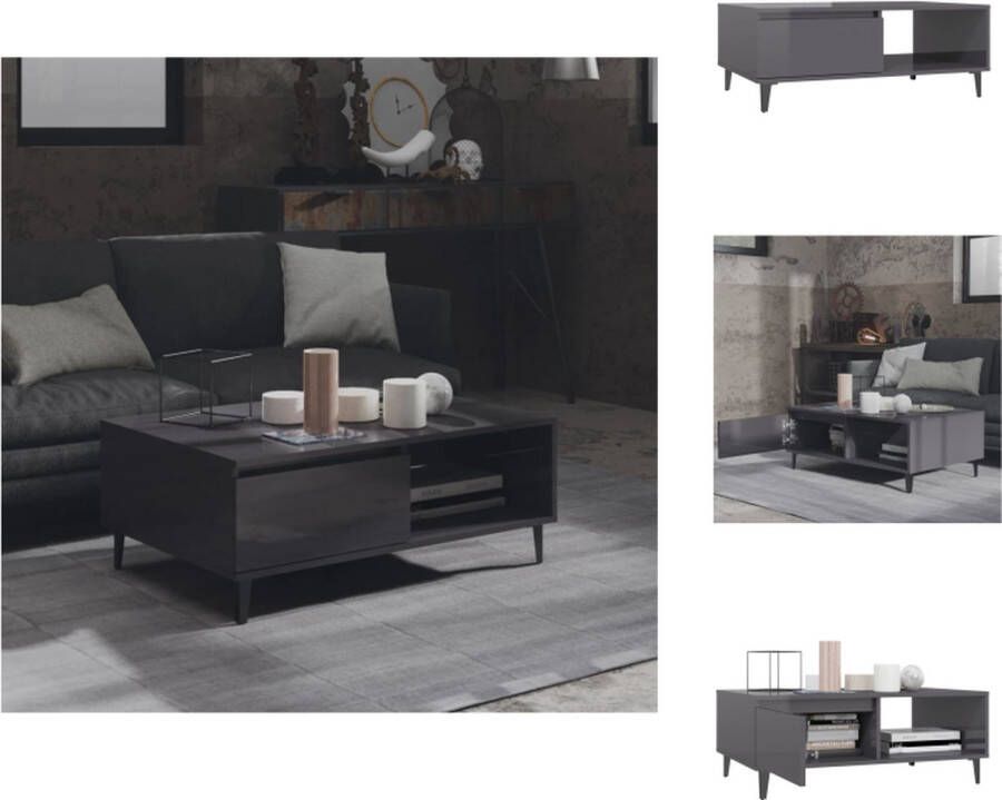VidaXL Middentafel Bijzettafel Hoogglans grijs 90 x 60 x 35 cm Spaanplaat Tafel