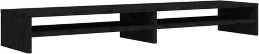 VidaXL Monitorstandaard 100x24x13 cm massief grenenhout zwart