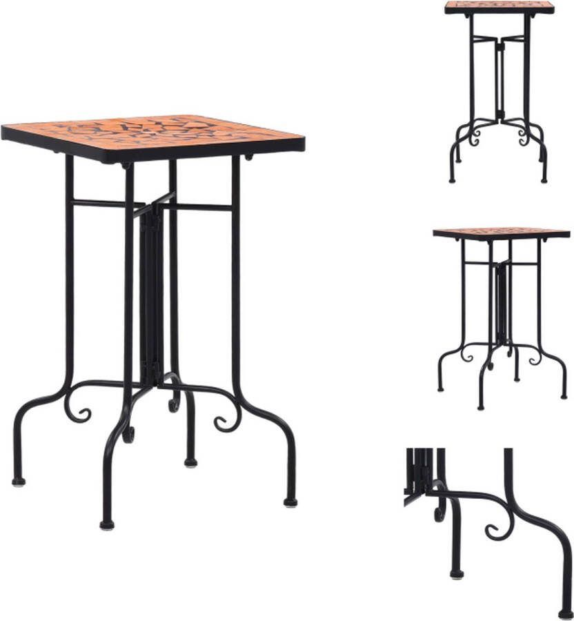 VidaXL Mozaïek Plantentafel 35 x 35 x 56cm Weerbestendig Terracotta Zwart Plantenrek