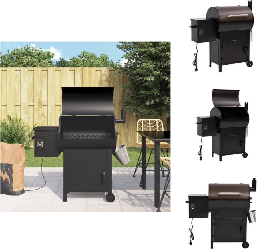 VidaXL Multifunctionele Pelletbarbecue 104 x 47 x 88 cm Duurzaam materiaal Houtpellets 6-in-1 veelzijdigheid Inklapbare poten en wielen Eenvoudig schoon te maken Extra opbergruimte Kleur- zwart Materiaal- ijzer Barbecue