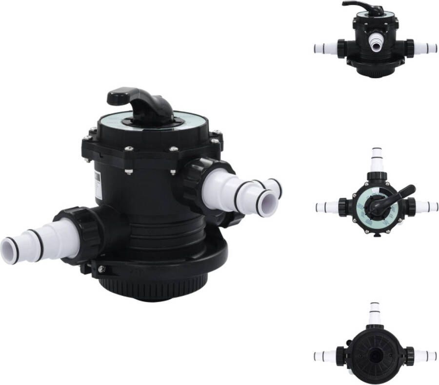 VidaXL Multipoortventiel ABS 38 mm zwart 6 ventiel filterfuncties Tuinslangkoppeling