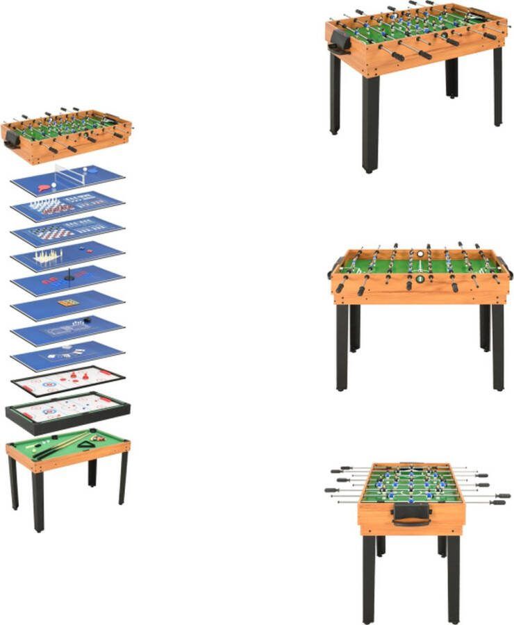 VidaXL Multispeeltafel 15-in-1 Esdoorn Zwart 121x61x82 cm Inclusief spellen Multispeltafel