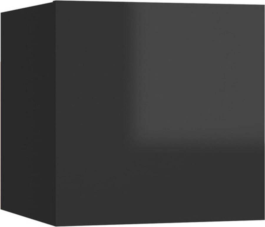 vidaXL Nachtkastje 30.5x30x30 cm spaanplaat hoogglans zwart