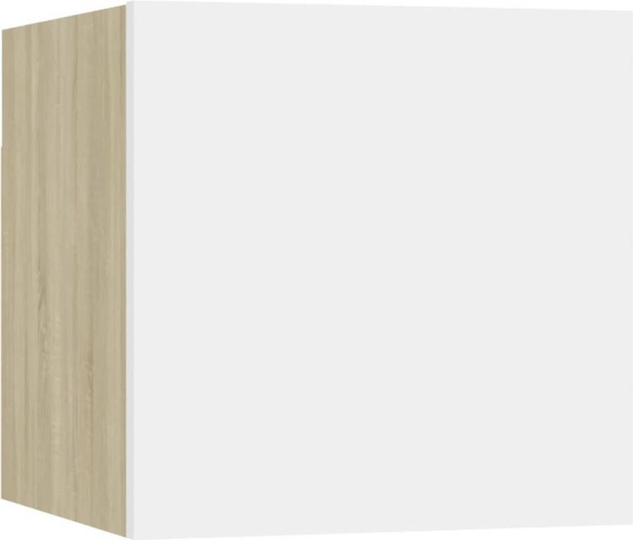 vidaXL Nachtkastje 30.5x30x30 cm spaanplaat wit en sonoma eikenkleurig