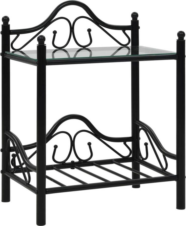 VidaXL -Nachtkastje-45x30 5x60-cm-staal-en-gehard-glas-zwart