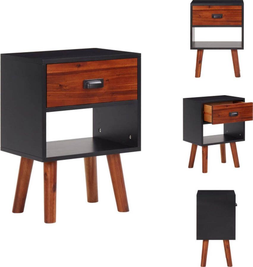 VidaXL Nachtkastje Acaciahout en MDF 40x30x57 cm Met lade Kast