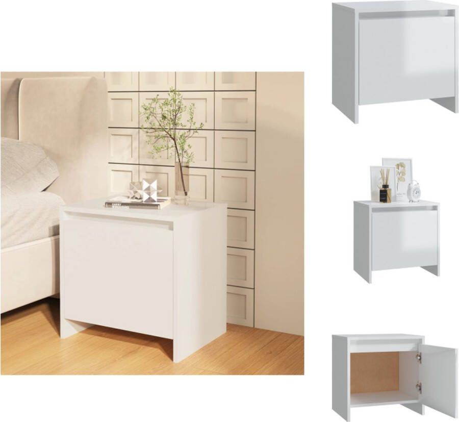 VidaXL Nachtkastje Bedkastje 45 x 34 x 44.5 cm hoogglans wit spaanplaat Kast
