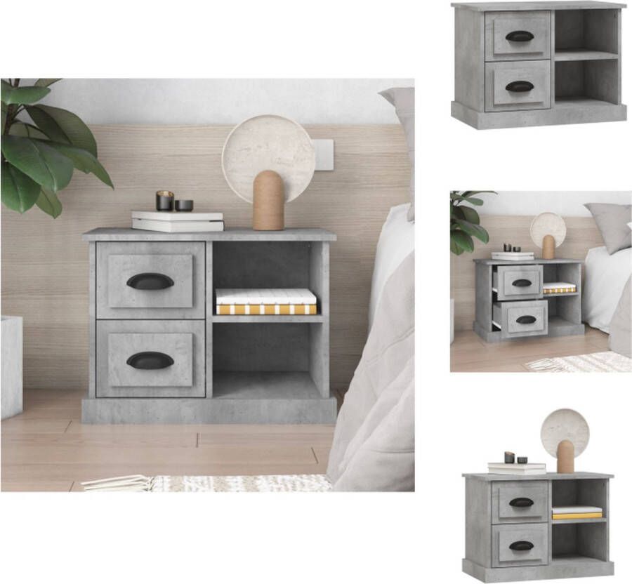 VidaXL Nachtkastje Betongrijs 60 x 35.5 x 45 cm Duurzaam hout Kast