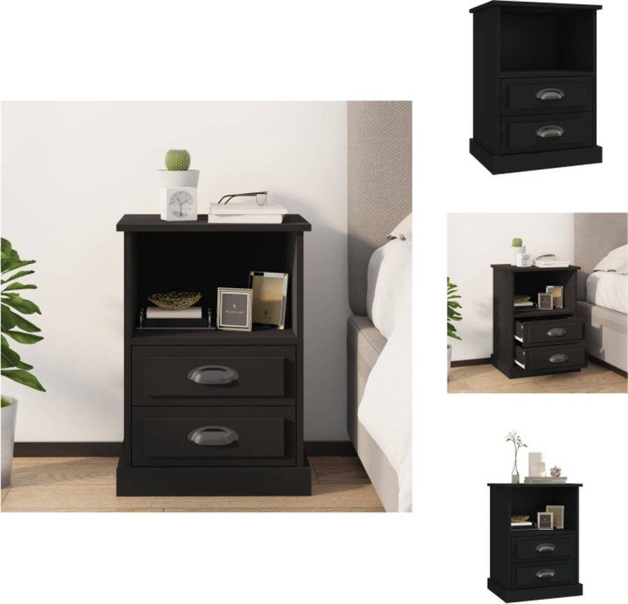 VidaXL Nachtkastje Elegant Meubel 43 x 36 x 60 cm Zwart Bewerkt hout Kast