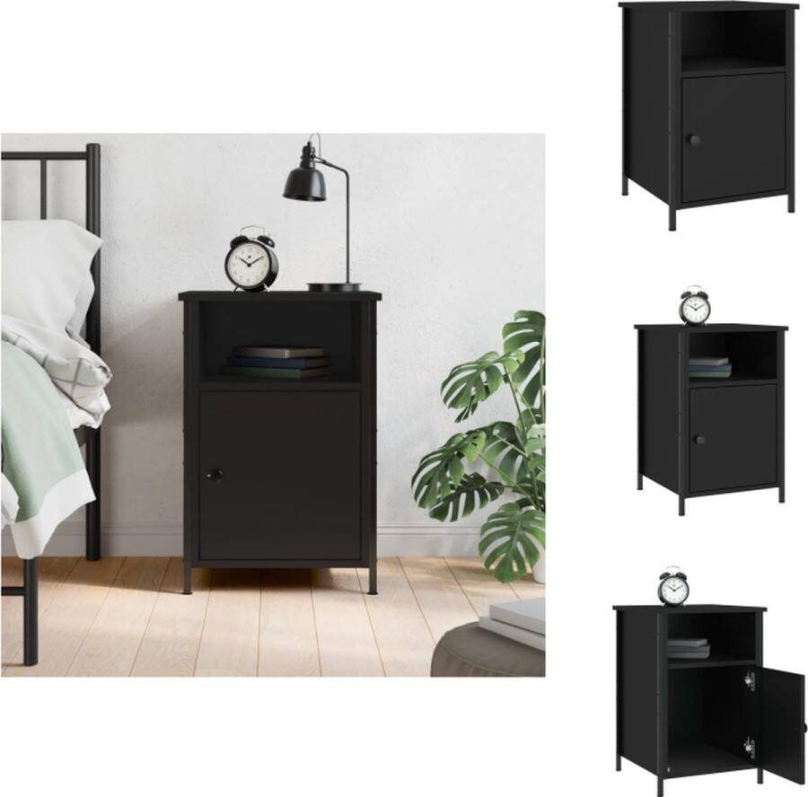 VidaXL Nachtkastje Elegant Zwart 40 x 42 x 60 cm Bewerkt hout en ijzer Kast