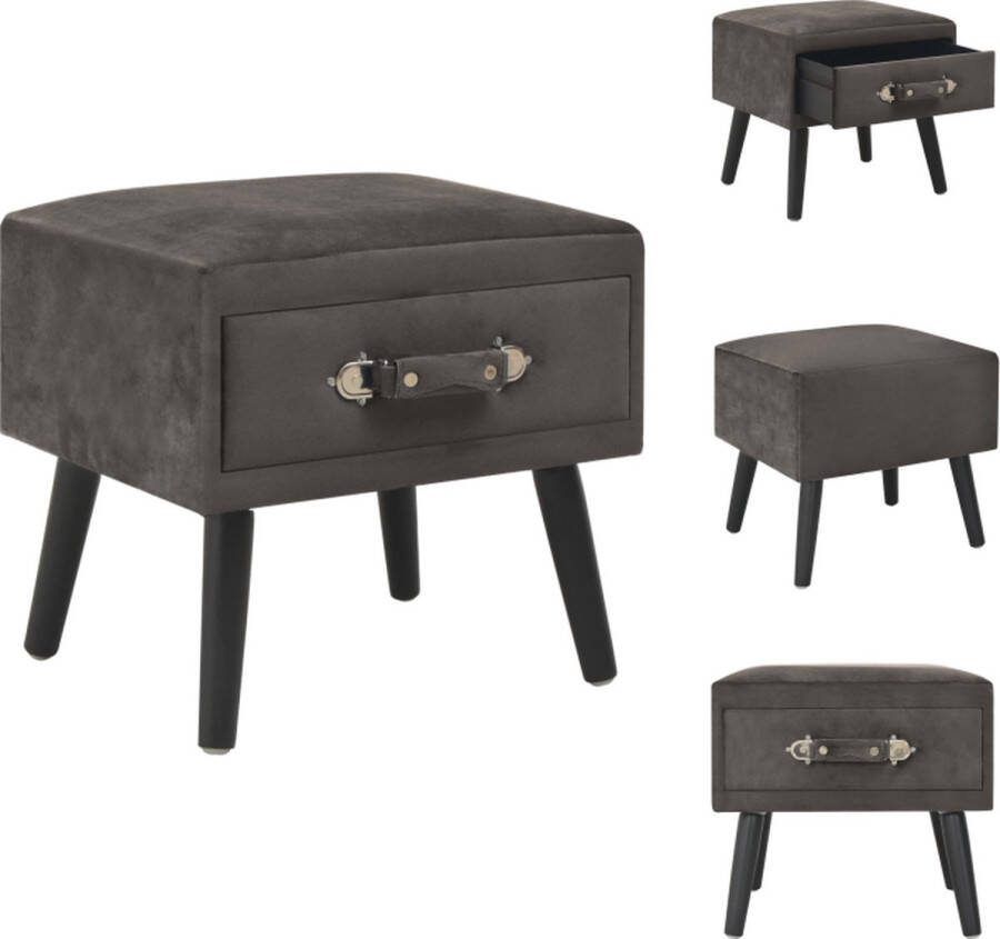 VidaXL Nachtkastje Fluweel Grijs 40x35x40cm Lade Kast