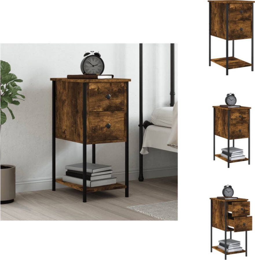 VidaXL Nachtkastje Gerookt Eiken 32 x 42 x 70 cm Duurzaam materiaal Kast