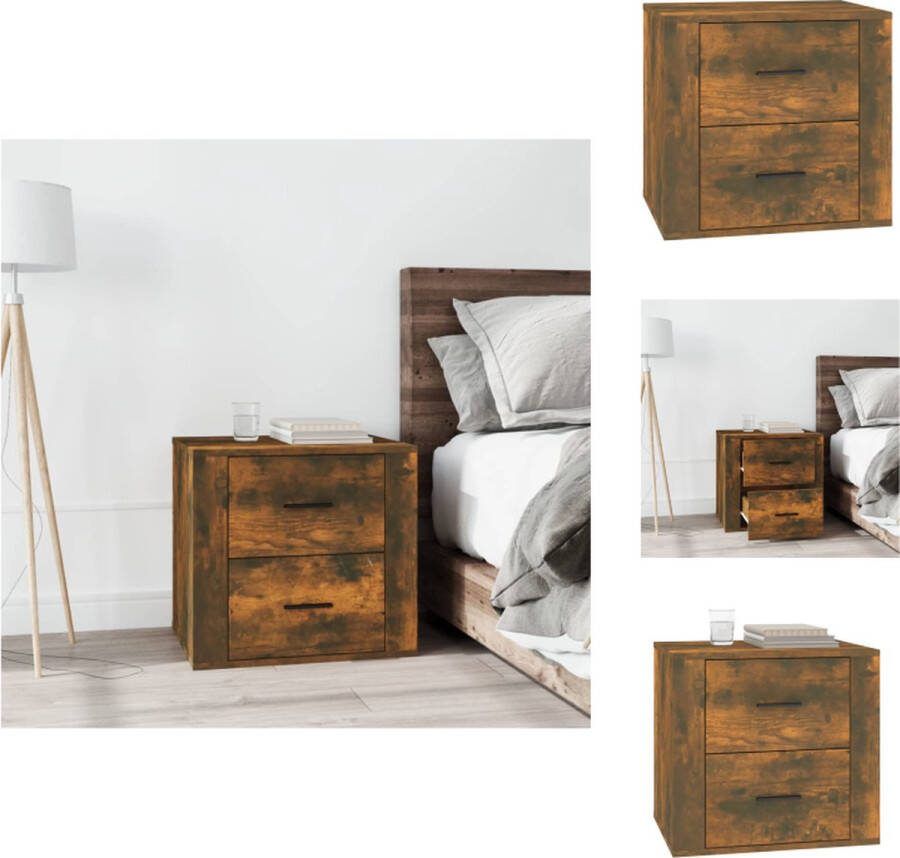 VidaXL Nachtkastje Gerookt Eiken Bedkastje 50x39x47 cm Kast