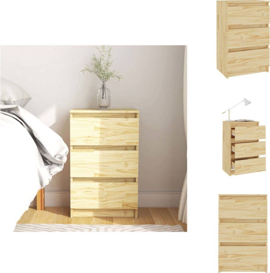 VidaXL Nachtkastje Grenenhout 3 lades 40 x 29.5 x 64 cm Rustieke charme Kast
