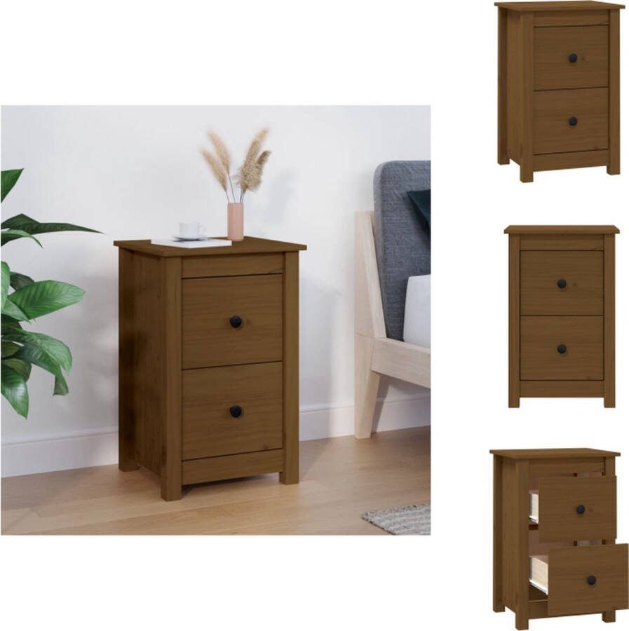 VidaXL Nachtkastje Grenenhout Honingbruin 40 x 35 x 61.5 cm Massief grenenhout Kast