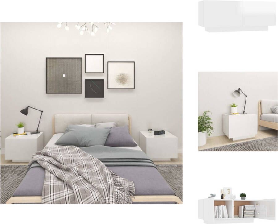 VidaXL Nachtkastje Hoogglans wit 100 x 35 x 40 cm Stevige constructie Kast