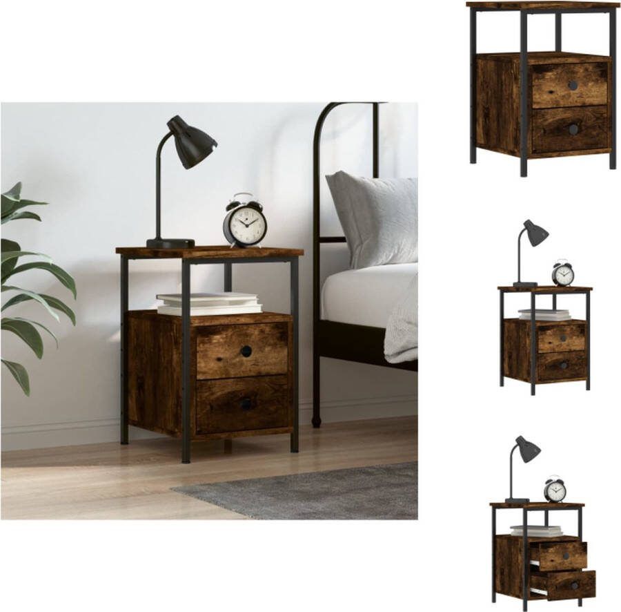 VidaXL Nachtkastje Industrial Gerookt Eiken 34x35.5x50cm Duurzaam hout en ijzer Kast