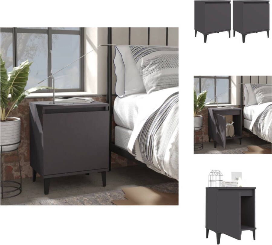 VidaXL nachtkastje Industriële stijl Grijs 40 x 30 x 50 cm Metalen poten Kast