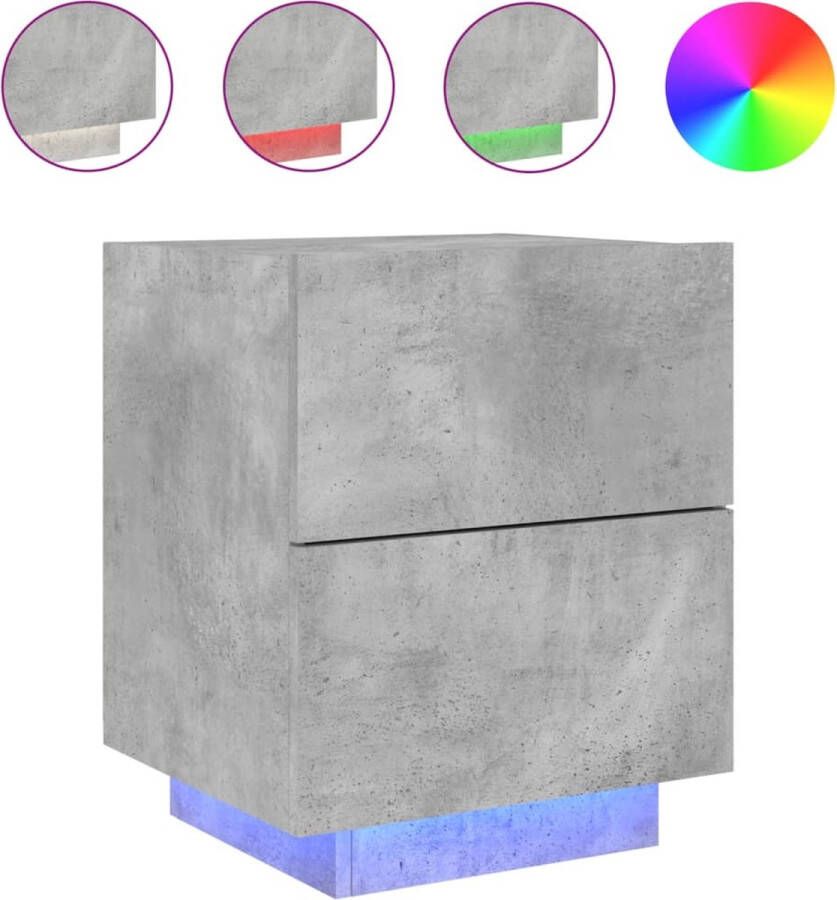 VidaXL -Nachtkastje-met-LED-verlichting-bewerkt-hout-betongrijs