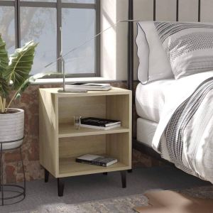 VidaXL Nachtkastje met metalen poten 40x30x50 cm sonoma eikenkleurig
