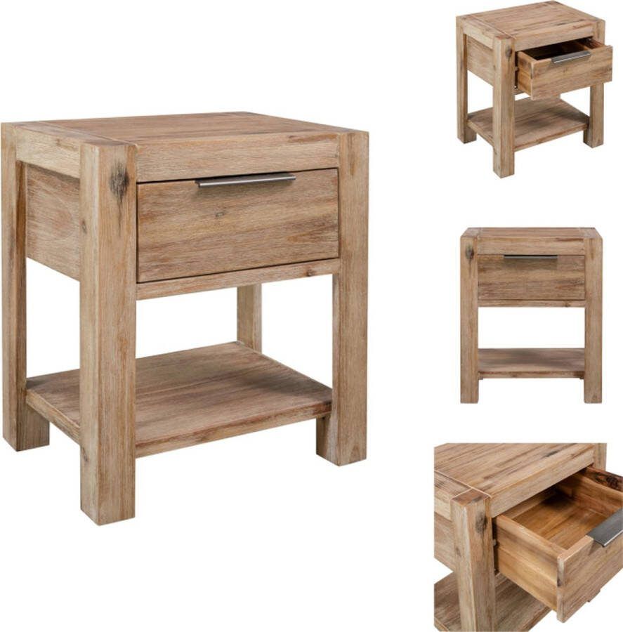 VidaXL Nachtkastje Rustieke Charme 40 x 30 x 48 cm Massief acaciahout MDF Acaciafineer Kast