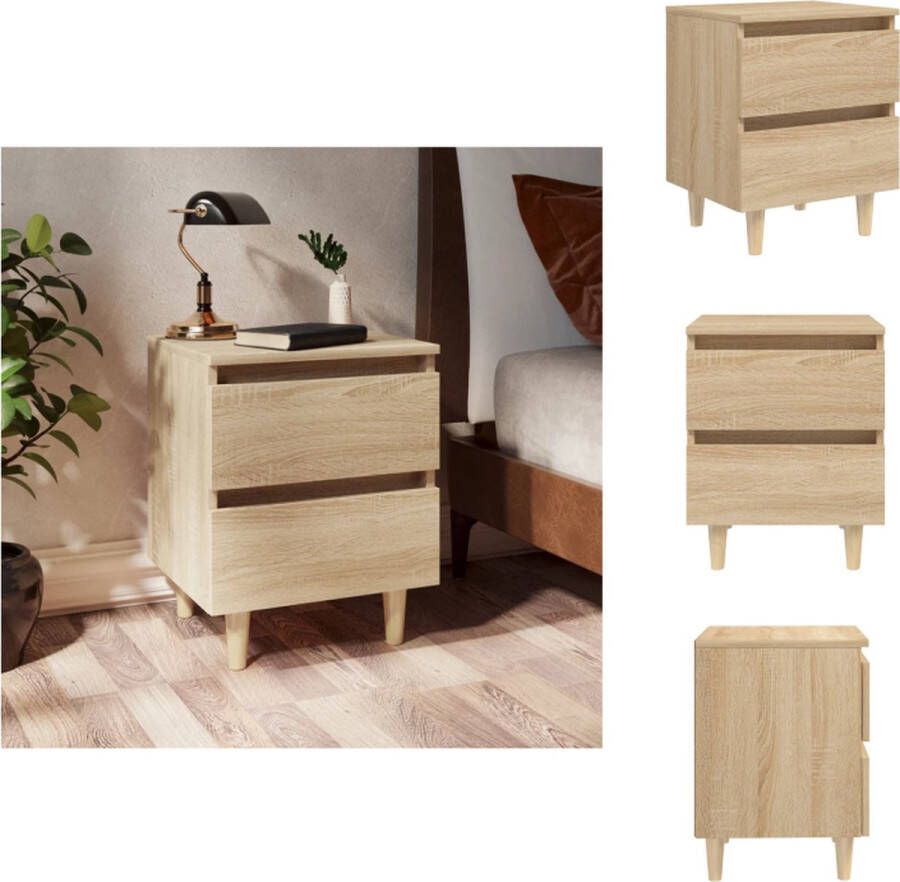 VidaXL Nachtkastje Scandinavische Charme Sonoma Eiken 40 x 35 x 50 cm 2 Lades Kast