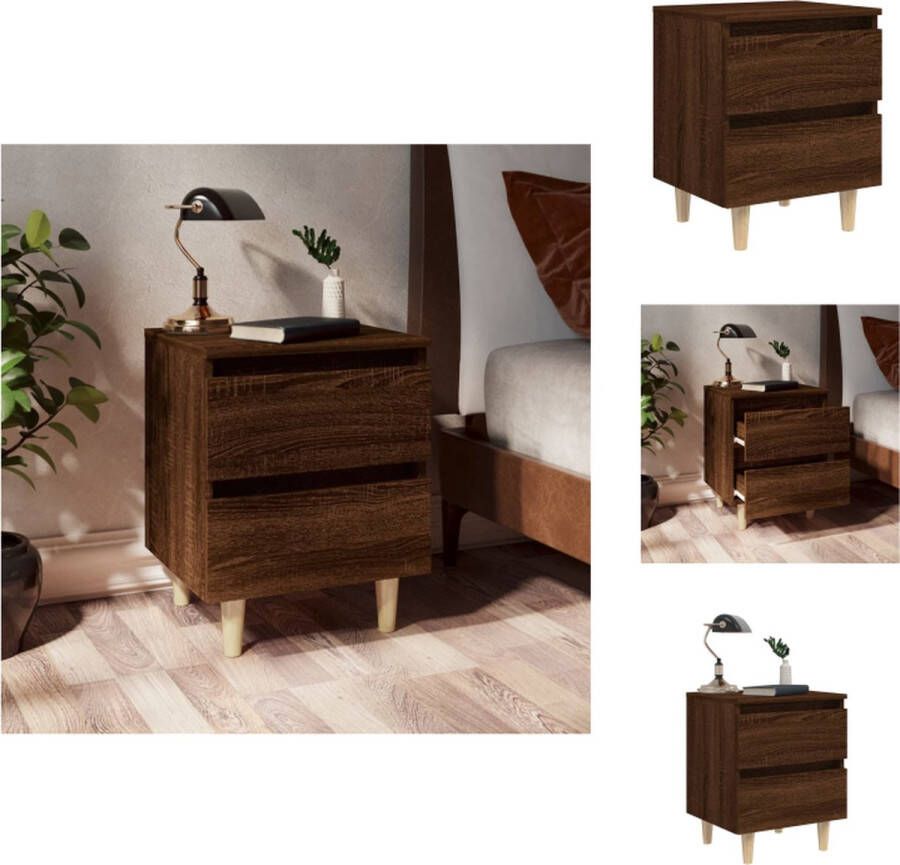VidaXL Nachtkastje Scandinavische Stijl 40 x 35 x 50 cm Bruineiken 2 Lades Kast
