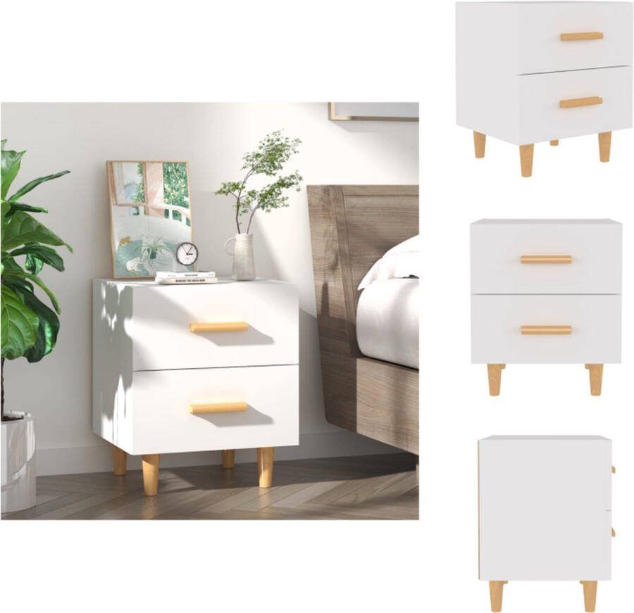 VidaXL Nachtkastje Scandinavische stijl Wit 40 x 35 x 47.5 cm Hout Eucalyptushout Kast