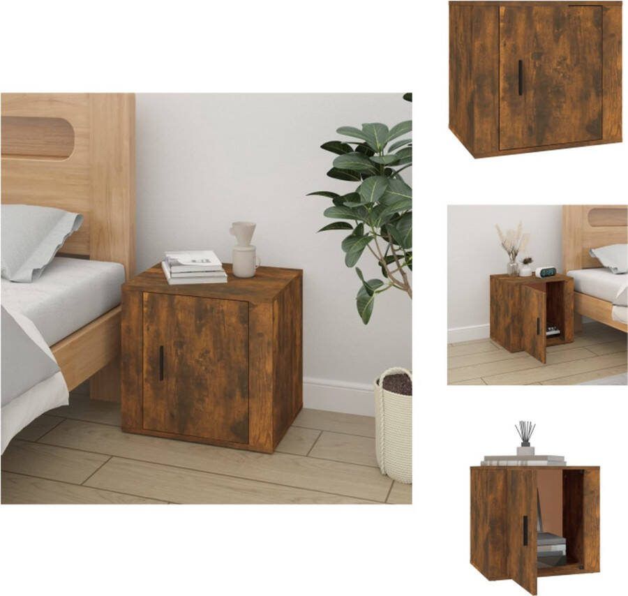 VidaXL Nachtkastje Smoked Oak 50x39x47 cm Stevig bewerkt hout Voldoende opbergruimte Kast