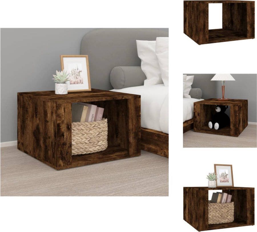 VidaXL Nachtkastje Smoked Oak 57 x 55 x 36 cm Stevig bewerkt hout Kast
