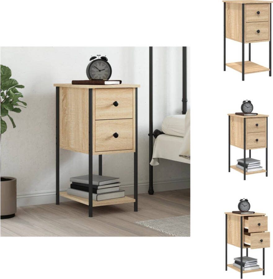 VidaXL Nachtkastje Sonoma Eiken 32 x 42 x 70 cm Duurzaam Hout en IJzer Kast