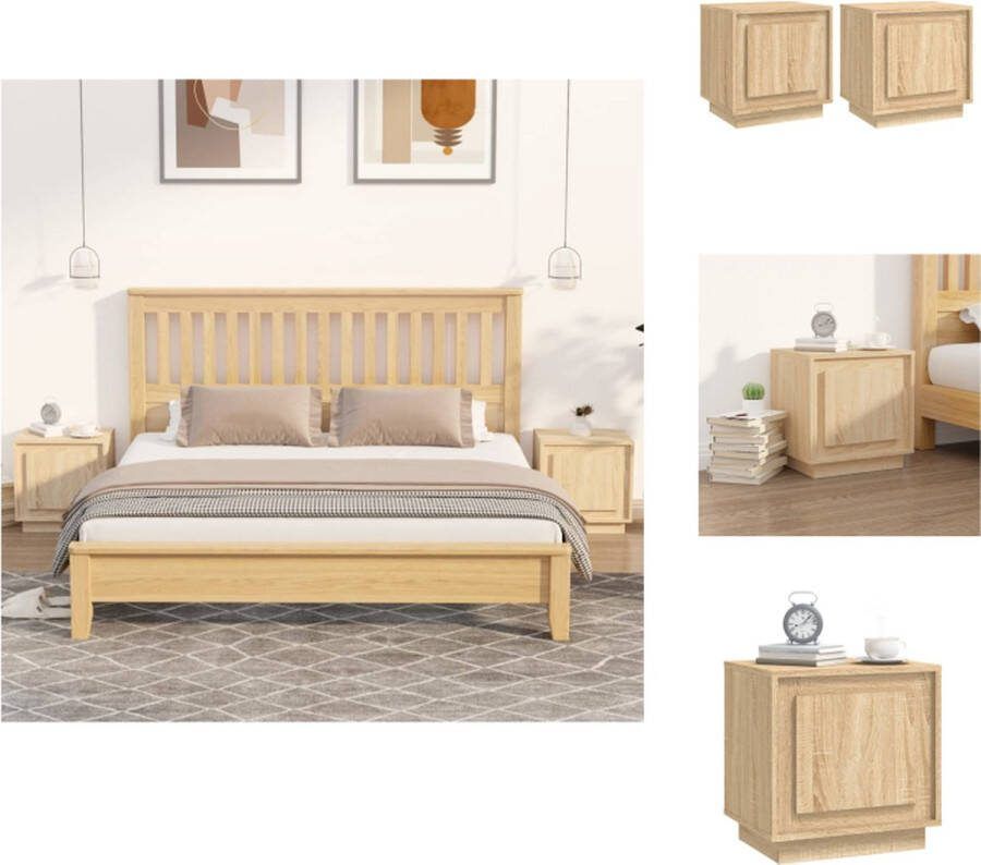 VidaXL Nachtkastje Sonoma Eiken 44 x 35 x 45 cm Multifunctioneel Kast