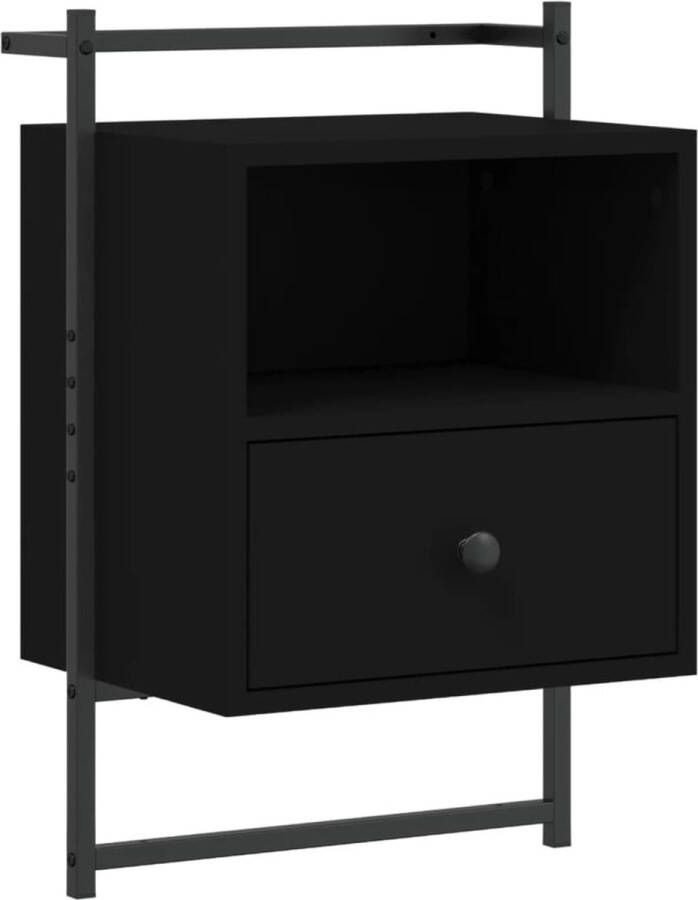 VidaXL -Nachtkastje-wandgemonteerd-40x30x61-cm-bewerkt-hout-zwart