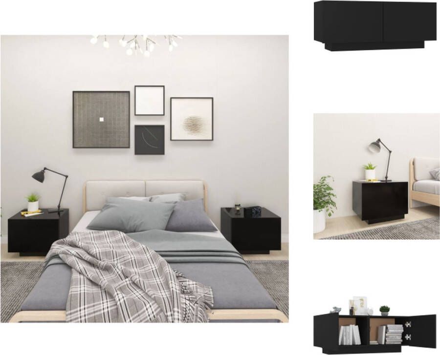 VidaXL Nachtkastje Zwart 100 x 35 x 40 cm Stevige constructie Montage vereist Kast