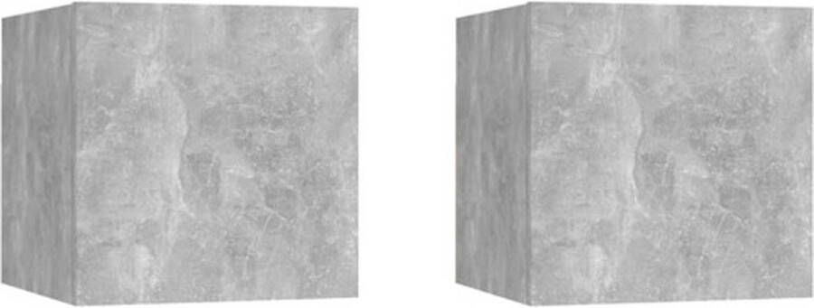 vidaXL Nachtkastjes 2 st 30.5x30x30 cm spaanplaat betongrijs