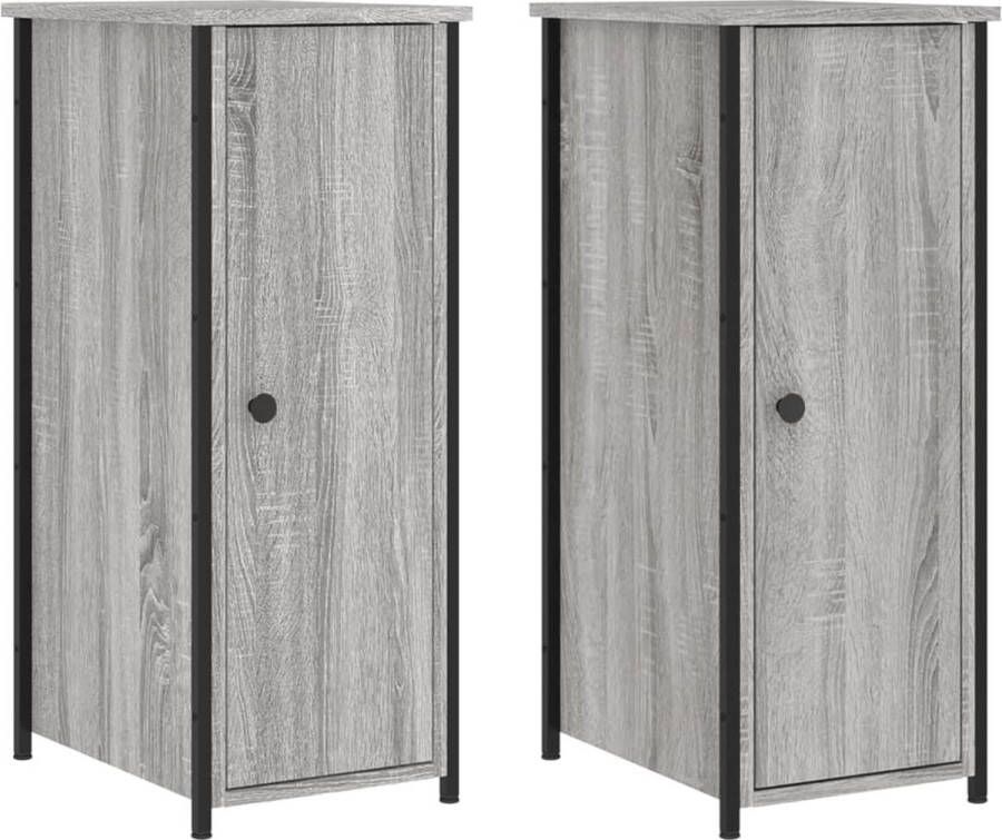 VidaXL -Nachtkastjes-2-st-32x42x80-cm-bewerkt-hout-grijs-sonoma-eiken