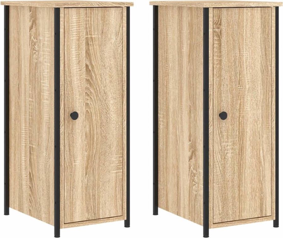 VidaXL -Nachtkastjes-2-st-32x42x80-cm-bewerkt-hout-sonoma-eikenkleurig