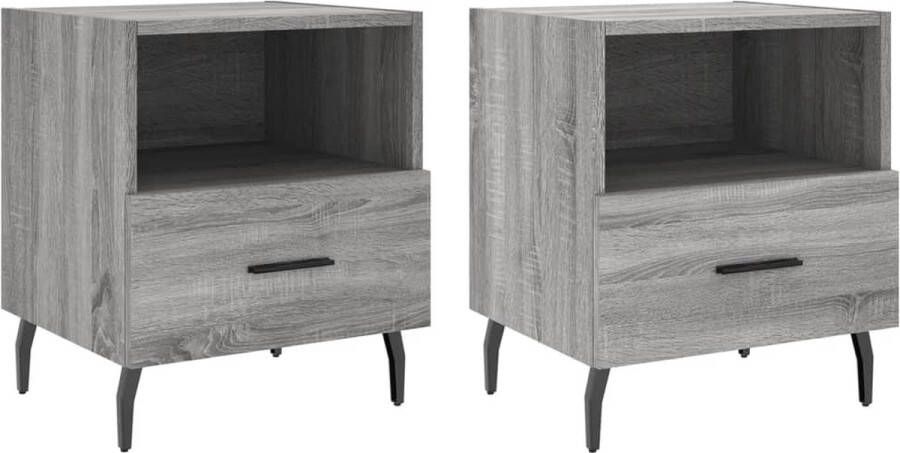 VidaXL -Nachtkastjes-2-st-40x35x47 5-cm-bewerkt-hout-grijs-sonoma-eiken