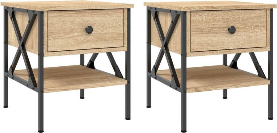 VidaXL -Nachtkastjes-2-st-40x42x45-cm-bewerkt-hout-sonoma-eikenkleurig