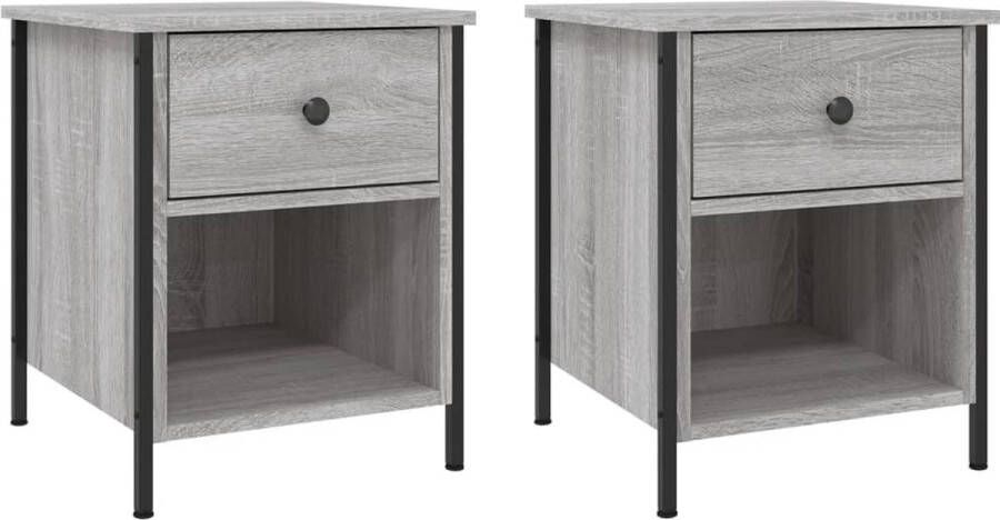 VidaXL -Nachtkastjes-2-st-40x42x50-cm-bewerkt-hout-grijs-sonoma-eiken